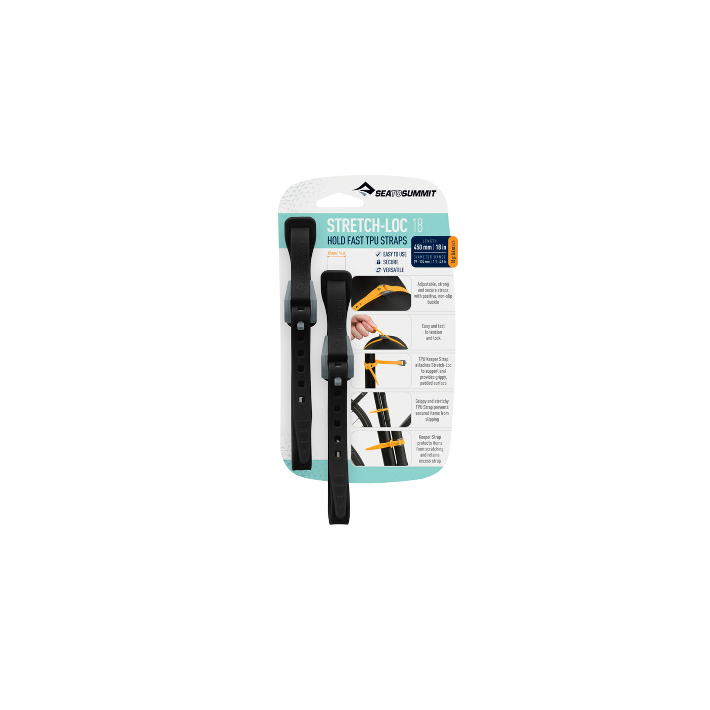 Stretch-Loc TPU Strap 20mm - [2 Pack] 375mm Black