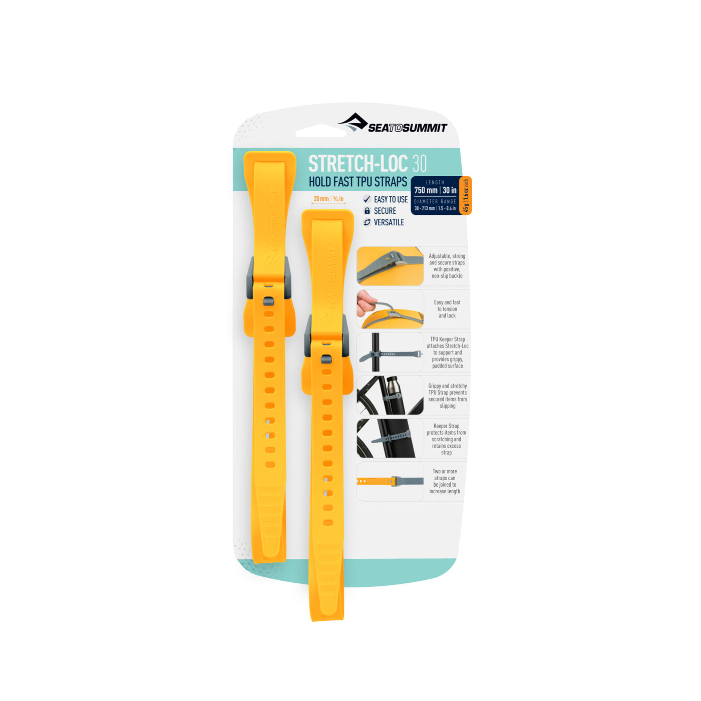 Stretch-Loc TPU Strap 20mm - [2 Pack] 750mm Yellow
